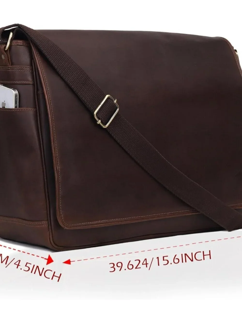 Men's Brown Genuine Leather Vintage Crossbody Metal Zipper Messenger Hand  Bag